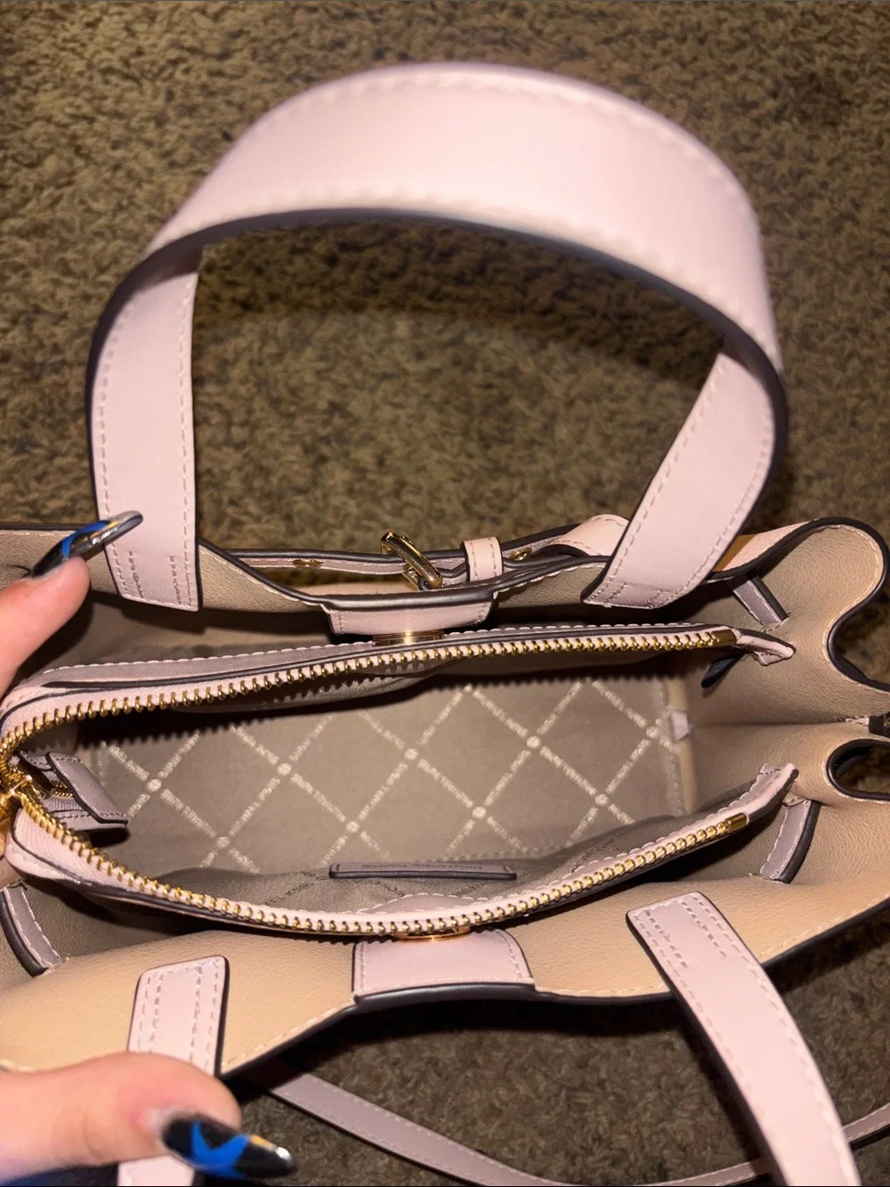 Michael Kors Pale Pink Pebbled Leather Satchel with Strap